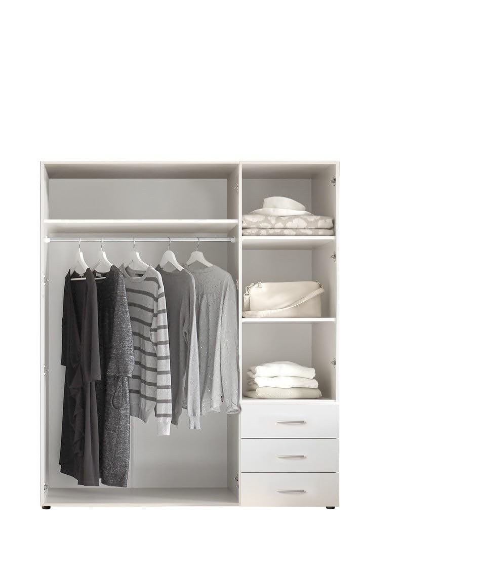 AVANTI TRENDSTORE Molise - Armadio con 3 ante a battente e 3 cassetti in legno laminato di colore bianco. Dimensioni ca. LAP 150,2x176,2x51,3cm