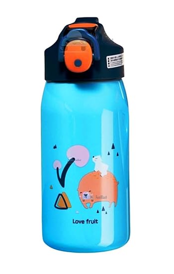 FunBlast Cartoon Design Hot and Cold Water Bottle for Kids - Insulated Stainless Steel Bottle, Double Walled Vacuum Insulated Stainless Steel Bottle, Double-Wall Thermos Flask with Straw (530 Ml)