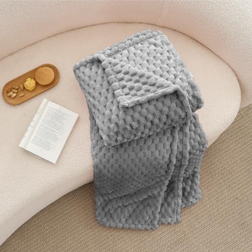 Image of BEDELITE Grey Throw Blanket for Couch, Soft Cozy Gifts for Women, 50 * 60 | 3D Jacquard Decorative Fleece Blanket, Super Soft Plush Throws, Cute Birthday Gift for Women & Men, Suitable for All Seasons