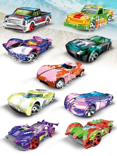 Jyyuehai 9 Pcs Color Changing Cars Toys Bath Toys for Kids Ages 3-5 4-8 Die-Cast Toy Cars Water Toys for Boys Girls Easter Basket Stuffers Egg Fillers Birthday Gifts for Kids Pool Toys