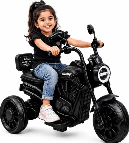Image of Wishmaster Mini Harlay Electric Ride-On Bike for Kids | 6V Battery-Operated Motorcycle | Foot Accelerator | Suitable for Boys & Girls Aged 2-5 Years | Sturdy & Safe Toy Bike