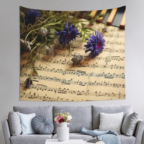 Tissu mural notes de musique grand format 300x220 cm tapisserie murale fleurs pour poster salon