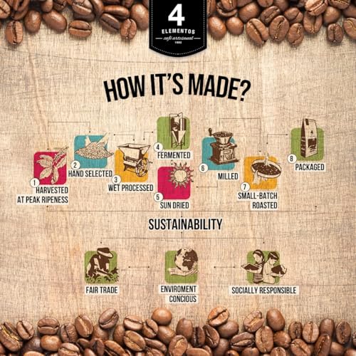 4 Elementos | Café En Grano 35 Oz, Tostado Medio, 100% Arábica miniatura 5