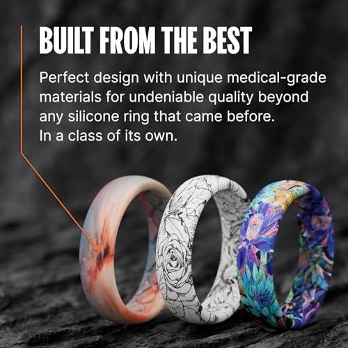 Image of Groove Life Stackable Ring Set for Women, Breathable Silicone Wedding Bands | Medical-Grade Silicone, Stackable Comfortable Fit, Flexible Rubber Ring Set, Safe Breakaway Design for Gym, Travel & Workout
