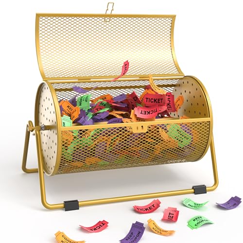 ArtiSpin Raffle Drum Gold Metal Ticket Spinner Holds 600-1000 Tickets