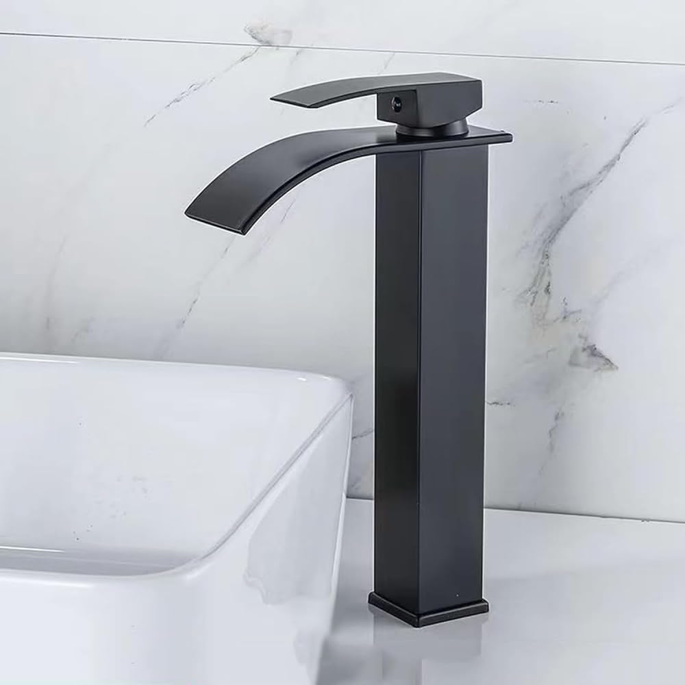 Robinet de lavabo à cascade haute pour vasque à poser avec mitigeur eau chaude et froide