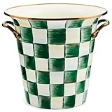 MACKENZIE-CHILDS Wine Cooler, Champagne and Wine Bucket, Ice Bucket, Green-and-White Emerald Check