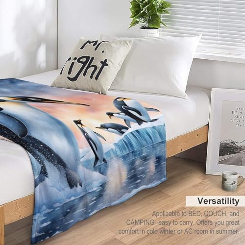 Couverture pingouin en flannel 130×180cm lavable pour le lit - 6