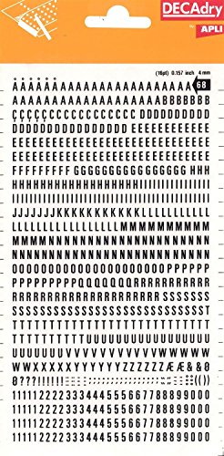 APLI DD68F - Letras y números transferibles negros 4 mm, 792 caracteres