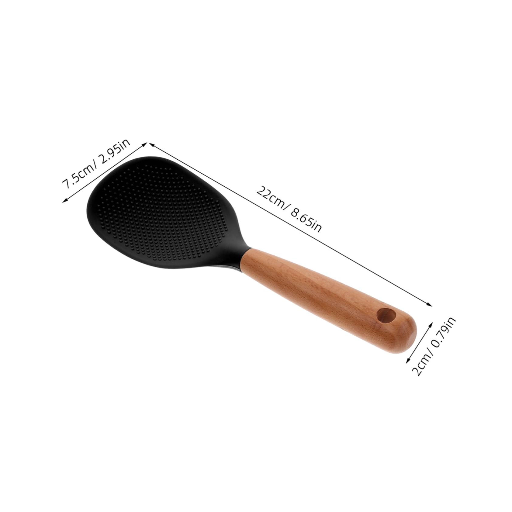 OKUMEYR Non Stick Silicone Rice Spoon with Wood Handle Rice Paddle for Rice Cookers Dishwasher Safe Kitchen Rice Ladle Spoon