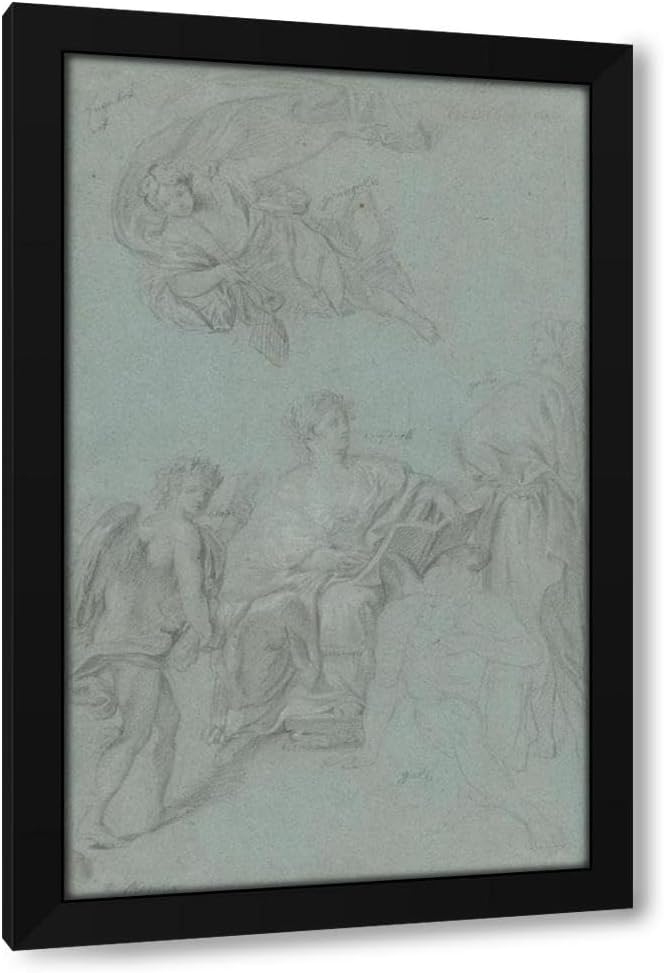 Anton Raphael Mengs 16x24 Black Modern Framed Art Print Titled: The Triumph of History over Time (1771-75)