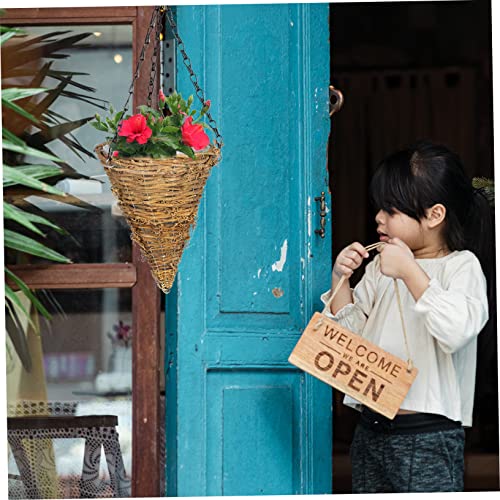 Housoutil 2Pcs Balcony Decor Natural Shaped Inch Garden Chlorophytum Container Accessories Rustic Rattan Black Holder Succulents Cover Cones Planter Flower Flowerpots Wall Pots Grower Woven #TOP2