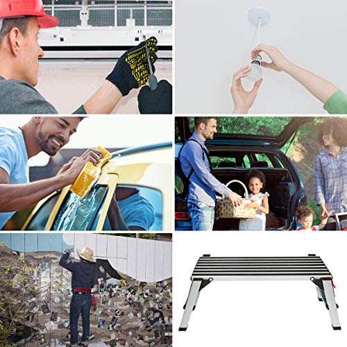 Gimify Work Platform Aluminum Folding Step Ladder Drywall Stool Portable Bench Non-Slip, 330lbs Capacity