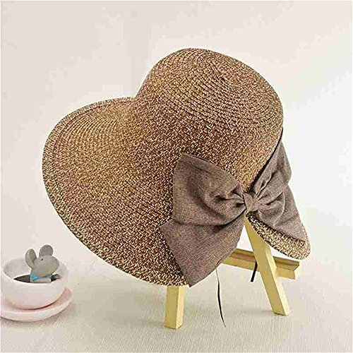Chapeau paille visière anti-UV avec fente arrière pour cheveux attachés et confort de plage