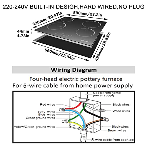 Electric Cooktop 24 Inch,Dropin Electric Stove Top With 4 Burners 220