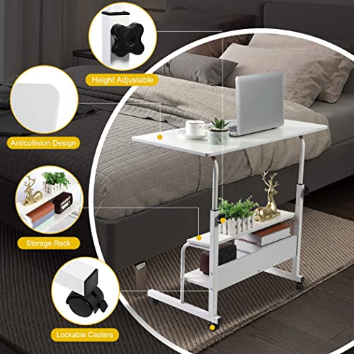 Computer Desk Home Office Desks, Standing Adjustable Laptop Desk For Small Spaces, Portable Work Study Desk Table, Modern Pc Gaming Desk With Storage For Bedroom, Desktop Size 31.5X15.7 Inch White #TOP3