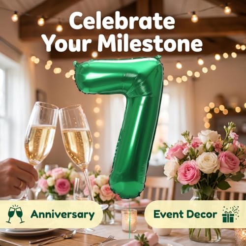 Image of YPSelected 32 Inch Large Foil Helium Number Balloon Birthday Wedding Party 0-9 (Green, 7)
