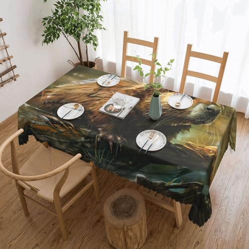 Nappe rectangulaire en tissu lavable imprimé castor pour buffets - 2
