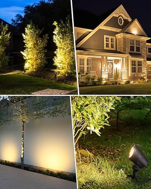 SUNVIE 6W LED Landscape Lighting Warm White Landscape Spotlights, 4 Pack