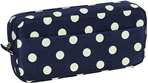 BLU MONACO Cute Makeup Brush Pouch - Blue with Cream Polka Dot Small Makeup Brush Bag for Women - Compact Cosmetic Brush Organizer and Travel Pouch - Toiletry Bag - Elegant Personal bag for Purse,