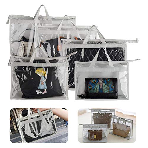 Handtaschen-Staubschutz, Handtaschen-Organisator Staubschutztasche mit Reißverschluss und Tragegriff, Anti-Staub-Geldbeutel-Aufbewahrungstasche für Garderobe, transparenter Handtaschen-Organisator Cover
