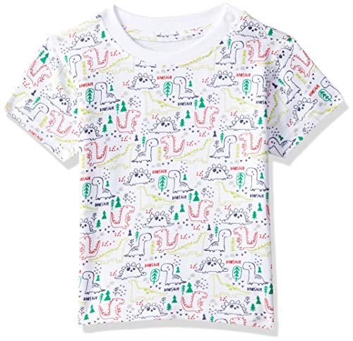 Image of miniklub Boys White Printed Round Neck Pure Cotton T-Shirt