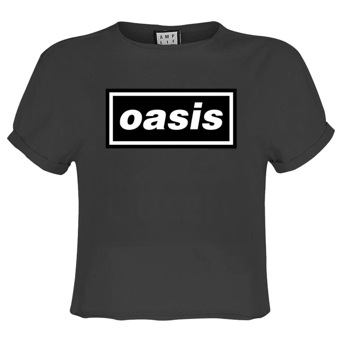 Amplified Womens/Ladies Oasis Logo Crop Top (L) (Charcoal)