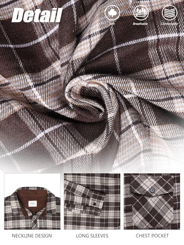 Flannel Shirt for Men Plaid Button Down Long Sleeve Shirt Soft Casual Tops with Two Chest Pockets3