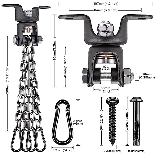 Benelabel Heavy Duty Boxing Punching Bag Chain, 800 Lb Capacity, 360° Rotation Wood Beam Holder With 4 Chains And 4 Carabiners, 2 Wood Screws For Wooden Sets #TOP6