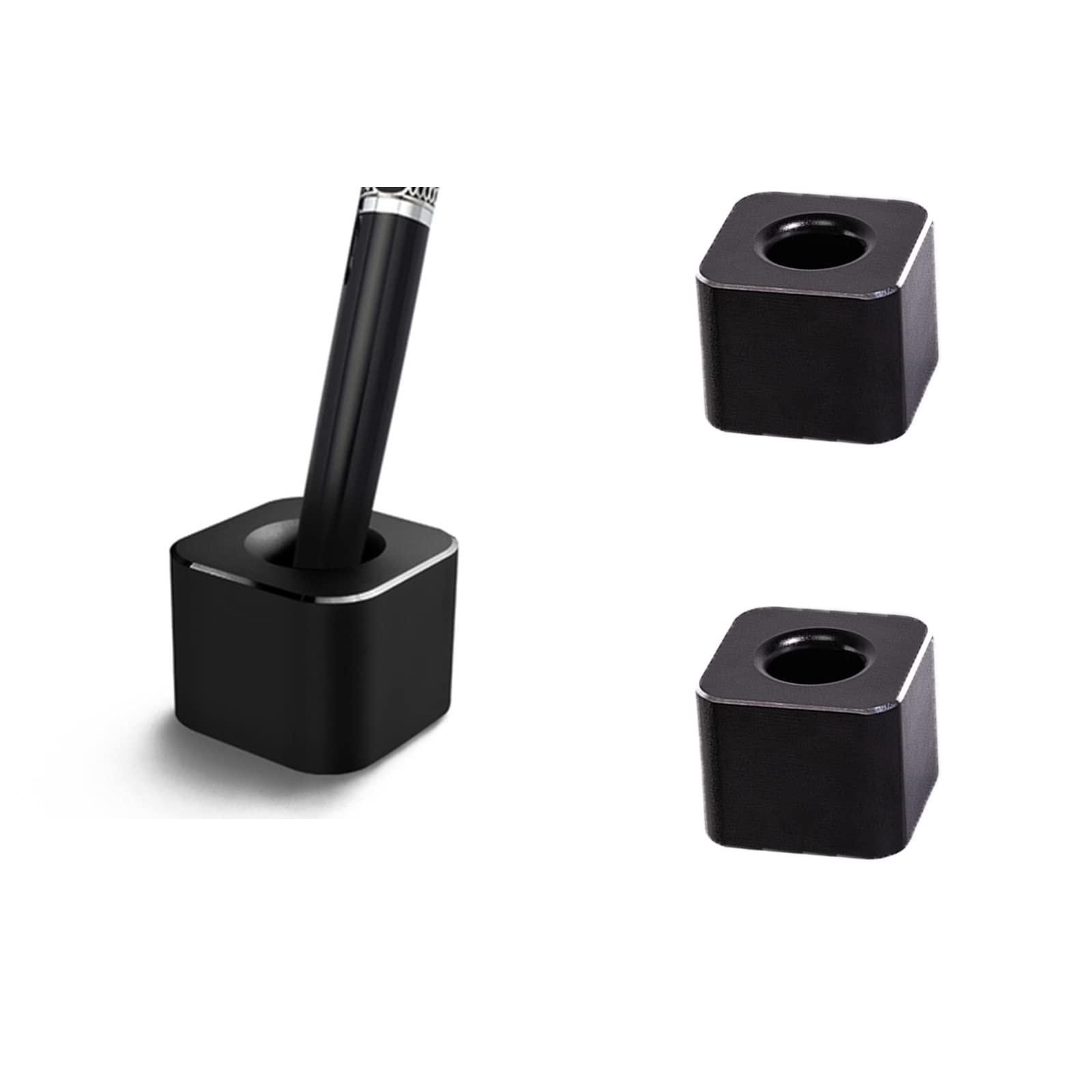 TopHomer Mini Pen Holder For Desk Aluminium Alloy Pen Stand Single Pencil Holder Base Desktop Creative Ornament, Desktop Organizer for Office School Home, Toothbrush Holder 3PCS Black