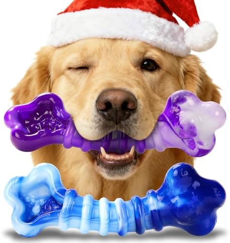 Indestructible Dog Toys for Aggressive Chewers: 2-Pack Tough Chew Toy for Large Dogs, Heavy Duty Long-Lasting Dog Bones for Large Breed, Dog Toys to Keep Them Busy