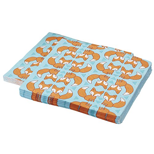 Ginger Ray Woodland Friend Fox Design Paper Party Napkins, 20 Pack