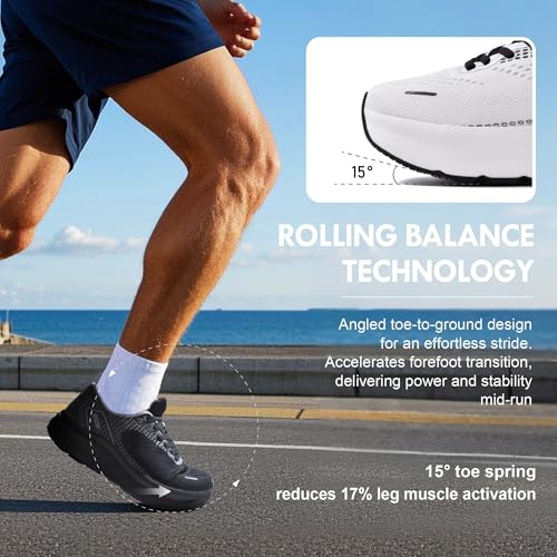 JACKSHIBO Wide Toe Box Shoes for Men Arch Support Shoes Wide Width Sneakers for Running Walking Athletic Tennis Orthopedic Plantar Fasciitis Workout with Thick Cushioned Zero Drop Sole White