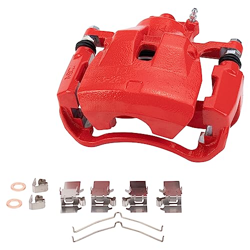 Image of TRQ Front Brake Caliper Set Painted Red Brackets Compatible with 2012-2018 Toyota Avalon 2012-2017 Camry 2016-2018 Lexus ES350