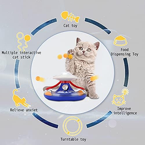 Little Bean Cat Toys for Indoor Cats Interactive Turntable Fun Roller Exerciser Track Toys Cats Puzzle Feeder Toy With Teaser Ball Tracks