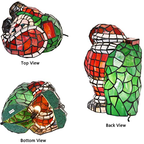 Bieye L10830 Christmas Santa Claus Table Lamp LED Bulb Included Tiffany Style Stained Glass Night Light for Home Décor (7.75" L x 9.25" D x 13" H) by Bieye - Used condition - Image 4