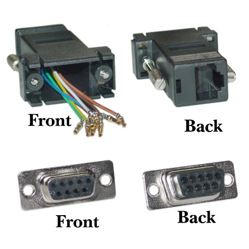DB9 to RJ45 Modular Adapter - F/F - Serial Adapter, DB9 Female to RJ45 Female Jack, Black, DB9 RJ45 Adapter, RJ45 to DB9 Female Serial RS232 Modular Adapter, Cablewholesale