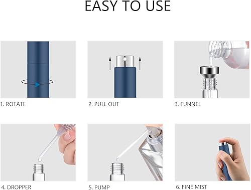 Miniatura 5 de Lil Ray Atomizador de perfume portátil de 0.3fl oz, mini botella de spray vacía recargable para bolsillo de viaje, pulverizador líquido de colonia,