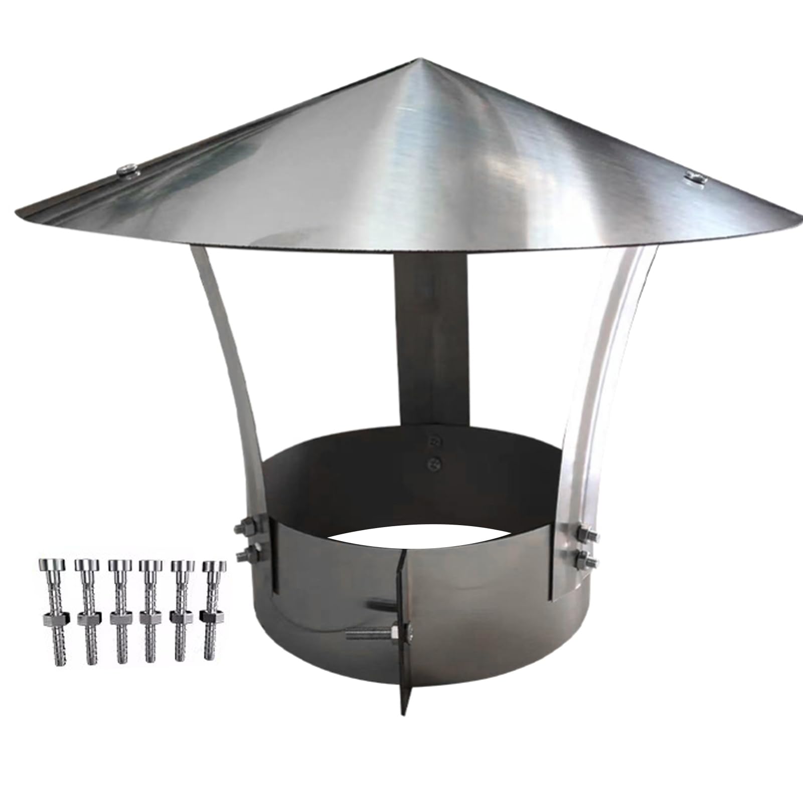 YFBCMXSKG Stainless Steel Chimney Flue Cowl Pipe Rain Cover Vent Cap,Round Windproof Cap Rain Hat,Protector Cap Ending,140mm/5.5in