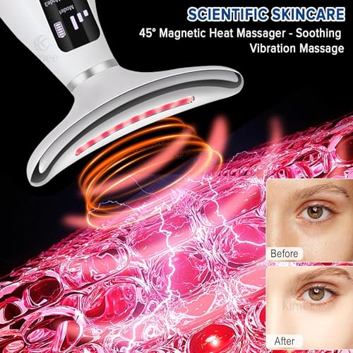 Image of KIMEE 2025 Style - Face Massager Electric, Anti Ageing Device, 7 in 1 Multi-Function Facial Massager and 45±5C Heat, Electric Neck Face Lifting Massager, for Skin Care,Smoothing Wrinkles,Firming Skin and Neck Lifting (White) (7 IN 1)