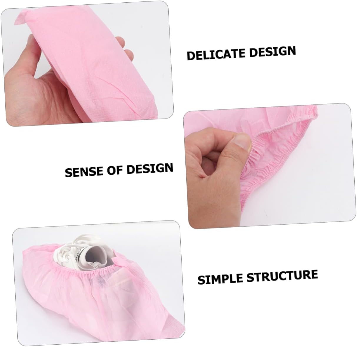 100PCS Disposable Nonwoven Fabric Shoes Covers Breathable and Dustproof Shoe Protectors with Elastic Band Thicken Pink Design for Home Use