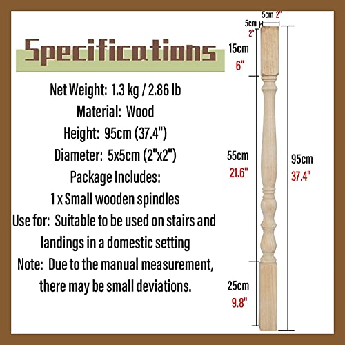 Balaustre de escalera para balcon de madera de roble de 120 cm de altura 3
