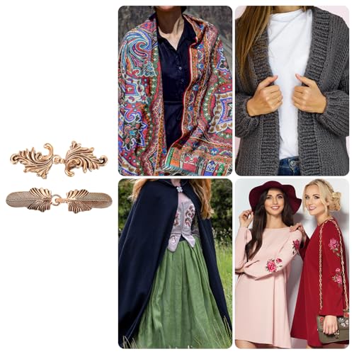 Image of uxcell Vintage Sweater Clips, Cape Cloak Clasp Retro Cardigan Clips Shawl Collar Clasp Dress Shirt Brooch Clip