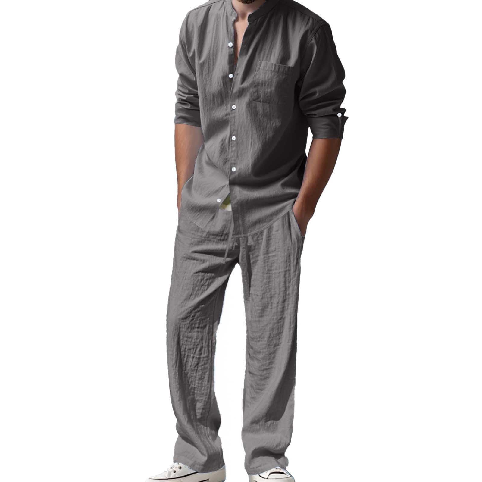 T-shirt uni à manches longues décontracté pour homme