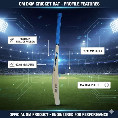 Image of SAG GM Special Edition English Willow Cricket Bat for Men and Boys for Tournaments with Full Cane Handle Play Lather Ball
