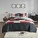Comfort Spaces CS14-0864 3 Piece Quilt Coverlet Bedspread All Season Lightweight Hypoallergenic Pipeline Colorblock Kids Bedding Set, Full/Queen, Pierre Black/Red Stripe