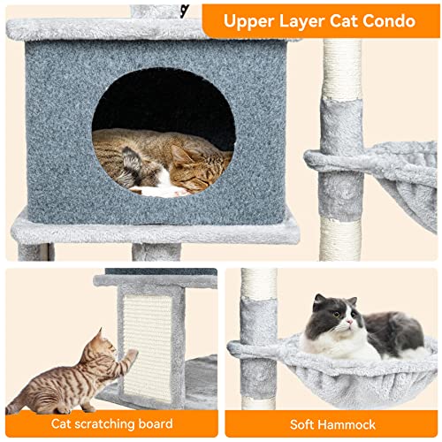 Hawsaiy Cat Tree Tower House Condo Scratching Furniture For Small Medium Cat Kitten With Hammock And Removable Condo 44” #TOP3