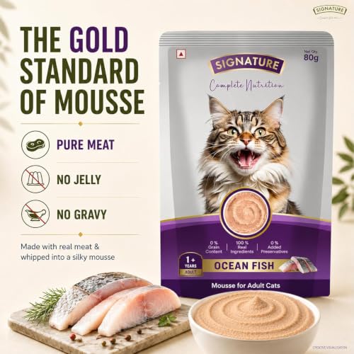 Image of Grain Zero Adult Cat Wet Mousse 80g Pack of 5, (400g) | Ocean Fish | Rich in Protein | Promotes Hydration & Easy to Digest | No Artificial Flavours | Packed with Essential Vitamins & Antioxidants