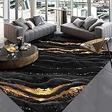 S.H SUIHONG Alfombra De Área De Lujo para Sala De Estar Alfombra De Centro De Mármol Negro/Dorado Alfombra De Dormitorio Moderna Gris Negro-160cm(L) x200cm(H)