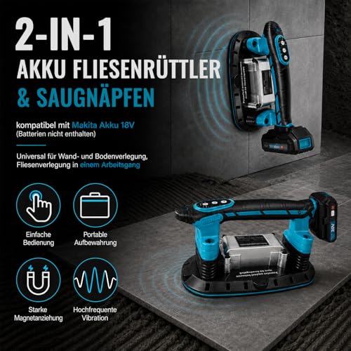 Agitateur de carrelage et ventouses 2 en 1 pour machine à carrelage haute performance 18V